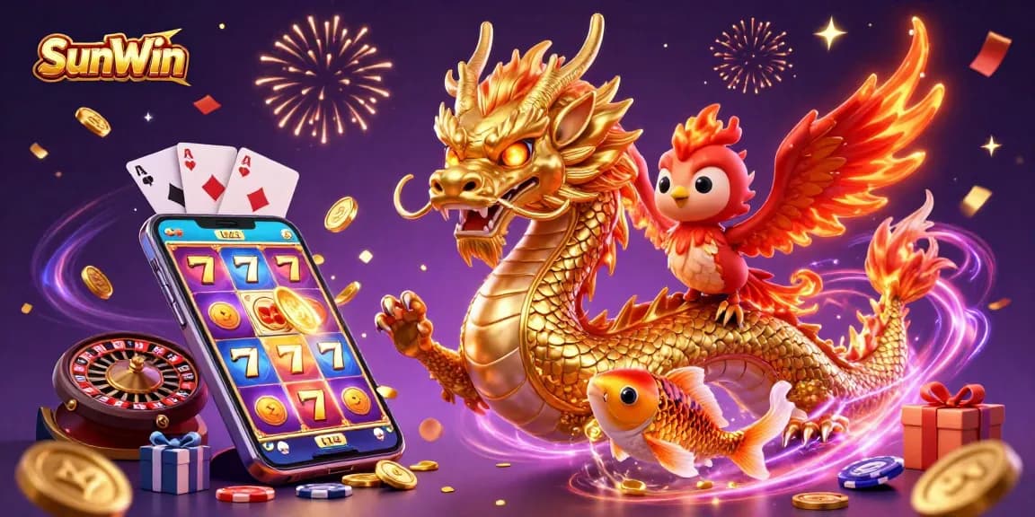 Experience thrilling gameplay at SunWin with our dynamic casino scene filled with dragons and jackpots.