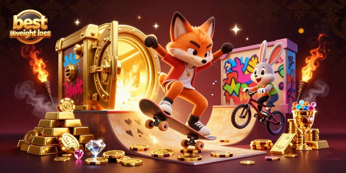 Showcasing the best AI weight loss strategies with a vibrant casino-themed illustration.