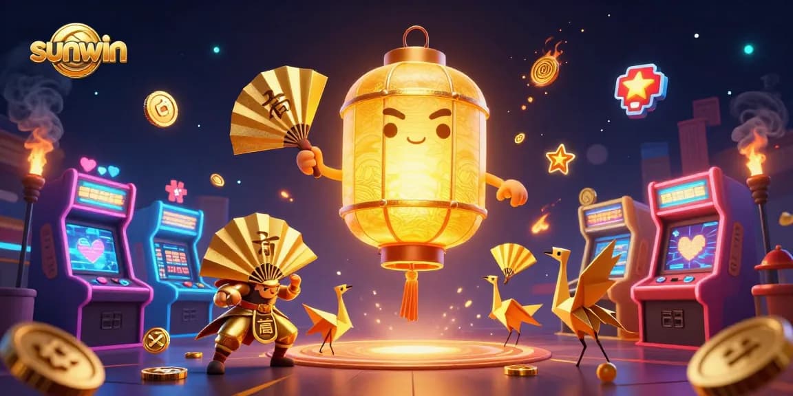 Experience thrilling gameplay at sunwin with vibrant arcade machines and captivating characters.