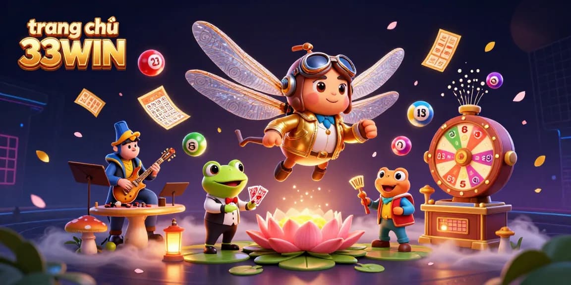 Immerse in the vibrant scene of trang chủ 33WIN with a colorful, animated casino spectacle.