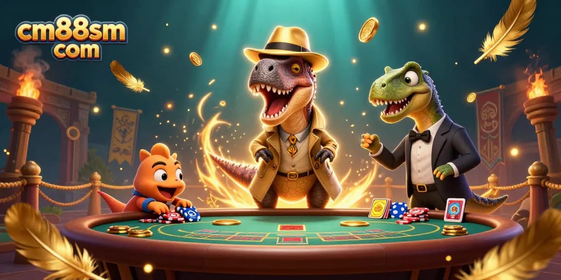 Experience thrilling gameplay at cm88sm com while a sneaky velociraptor counts cards!
