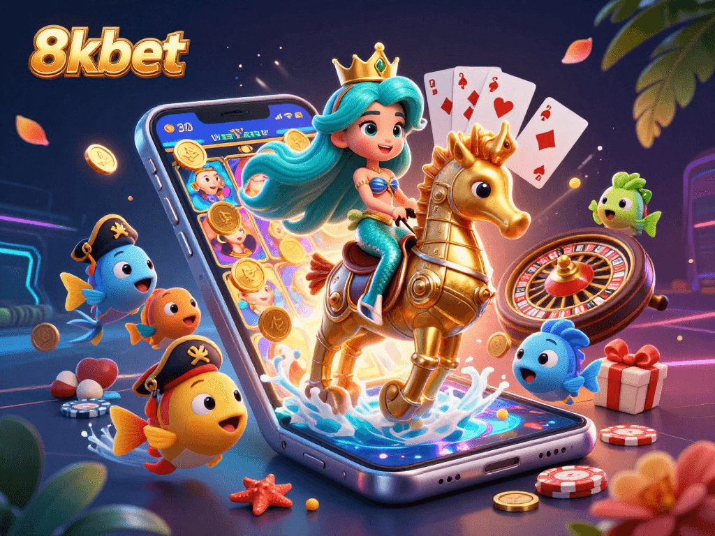 Engage with 8xbet's vibrant slots action featuring colorful characters and exciting game elements.