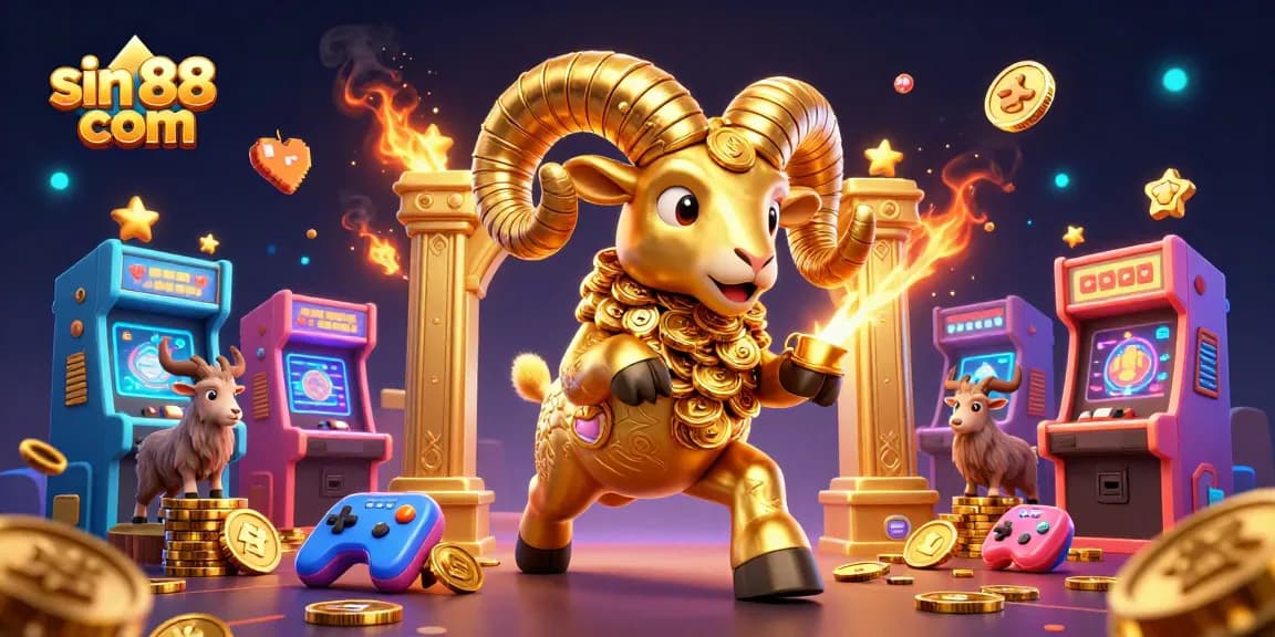 Feel the excitement of sin 88 com as a golden ram charges through animated casino elements.