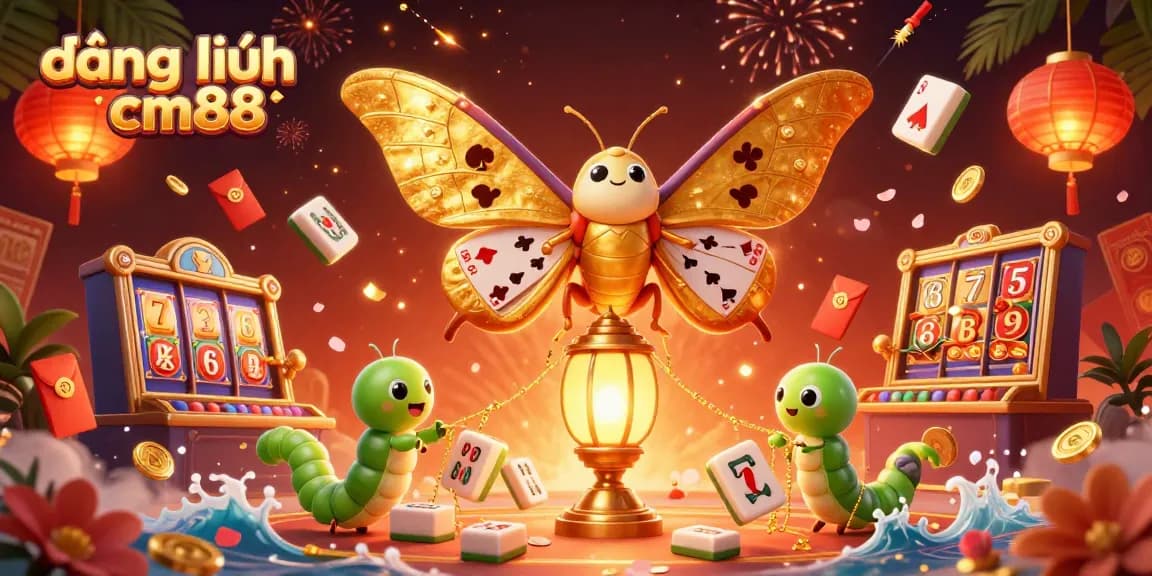 Engage in exciting gameplay with đăng nhập cm88, featuring vibrant 3D casino scenes and golden motifs.