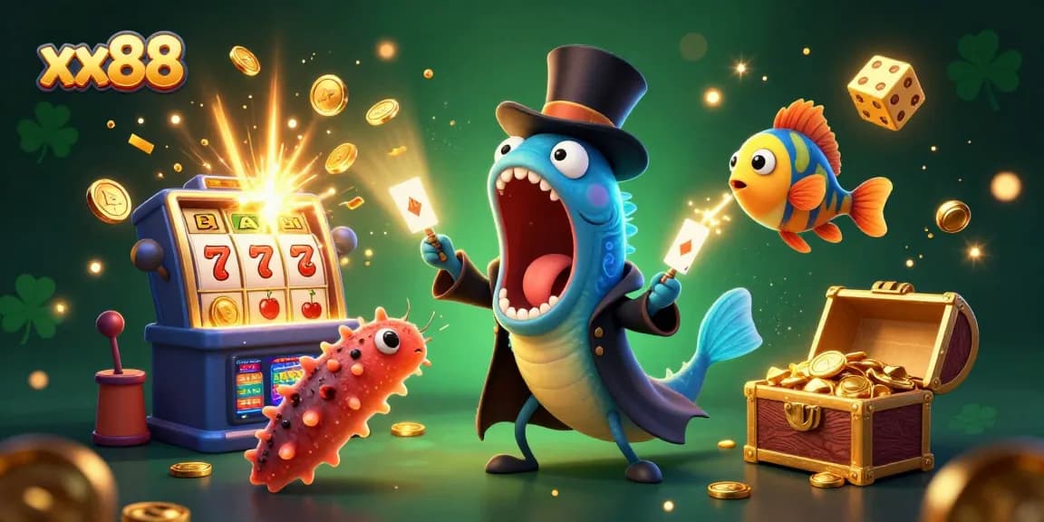 Experience thrilling jackpots at xx88 with vibrant casino games and animated characters.