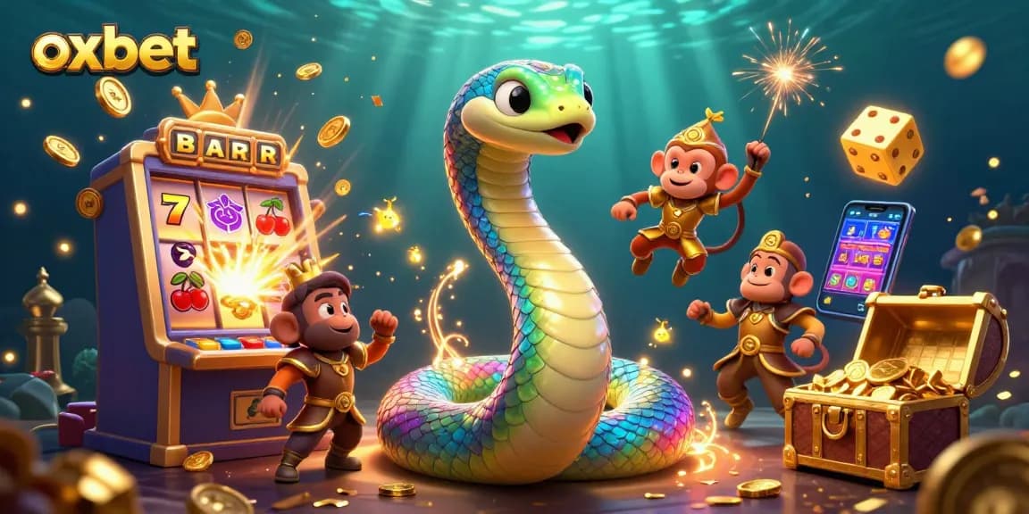 Spin to win with oxbet's vibrant casino world, featuring cartoon characters and jackpot action