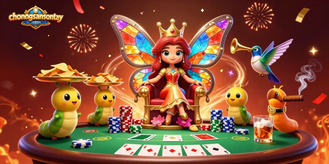 Join the excitement at chonongsansontay as players enjoy slots and poker thrills in a vibrant fantasy scene.