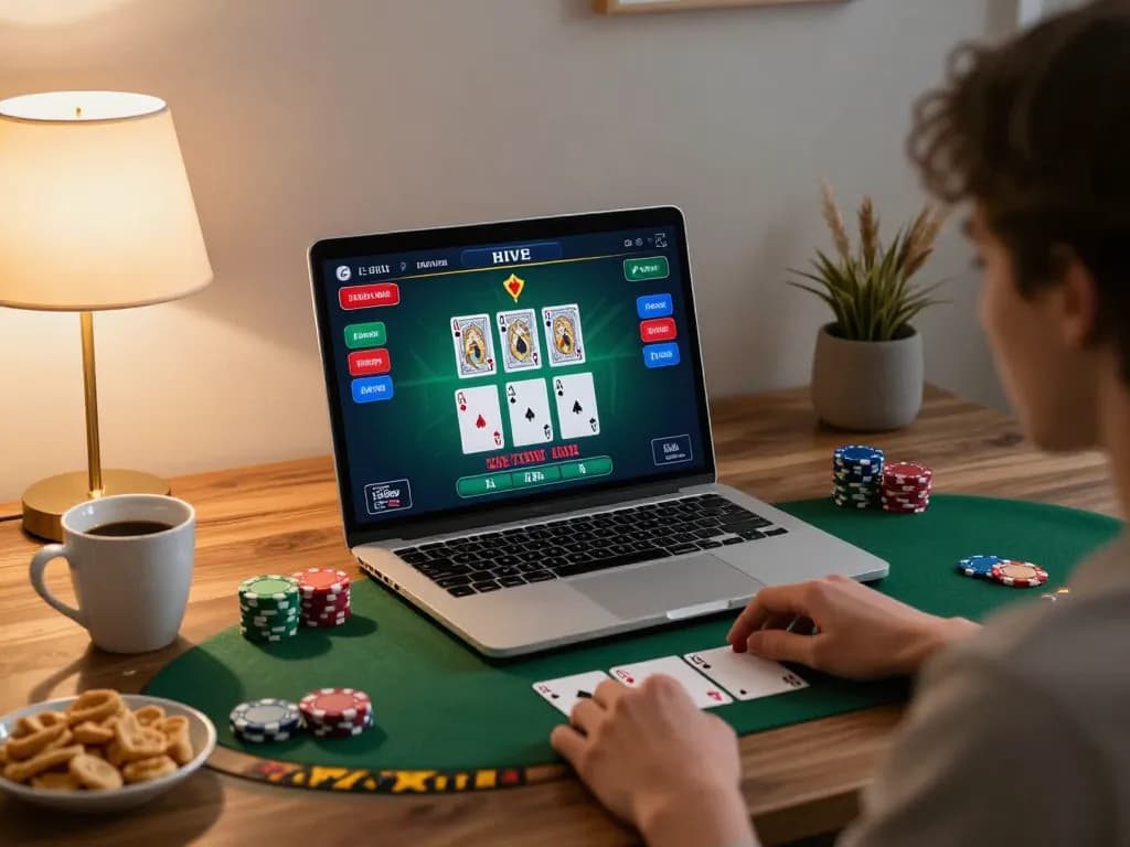 Enjoying live dealer blackjack on ALO8 COM in a cozy home setup, strategic gameplay with snacks nearby.