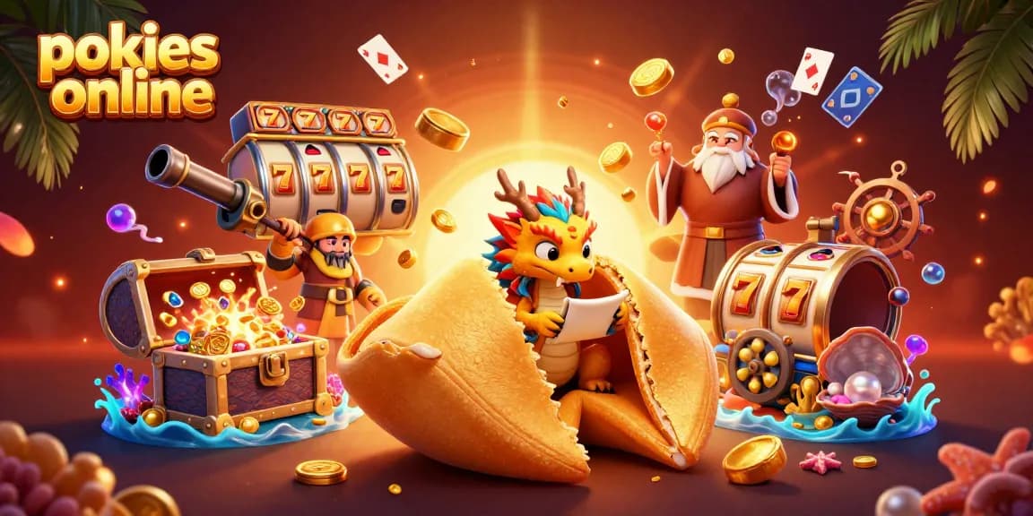 Experience the thrill with pokies online, featuring lively characters in a dynamic gaming scene.