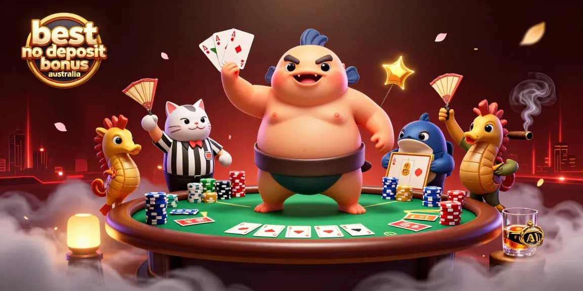 Play with the best no deposit bonus Australia in a lively underwater casino scene.