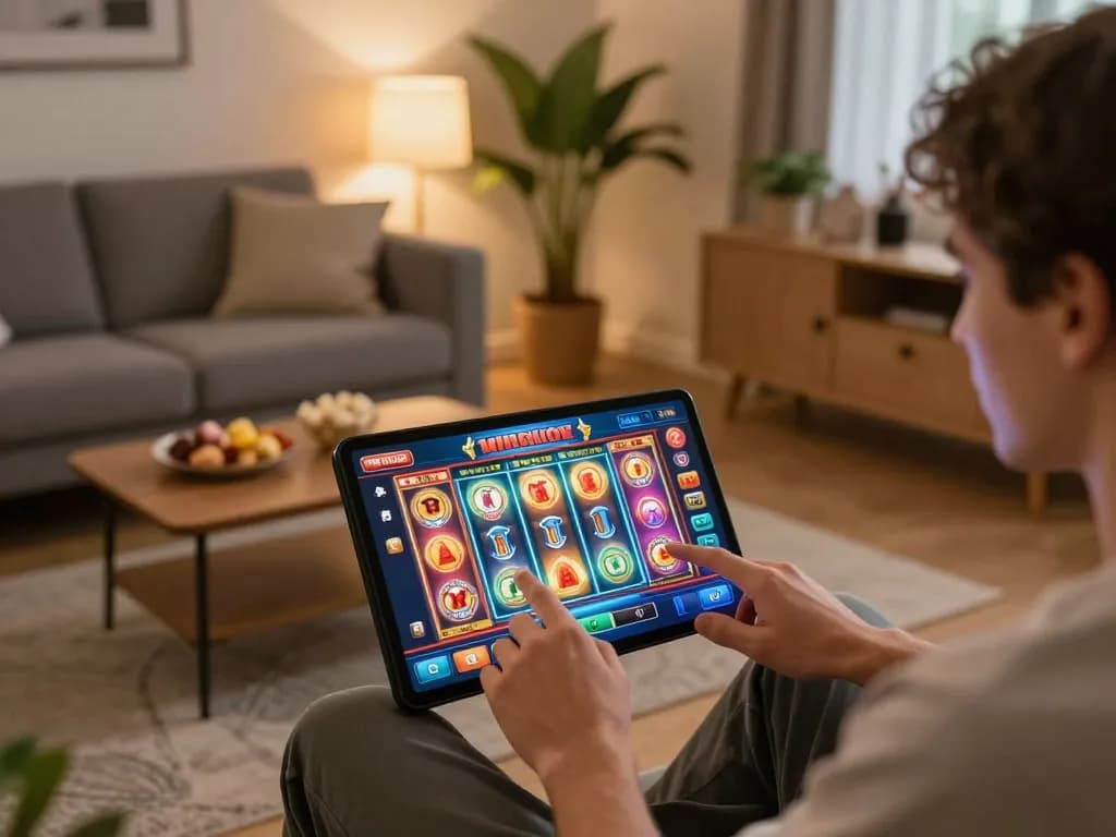 Engaging with mv66 mobile casino app in a cozy home setting