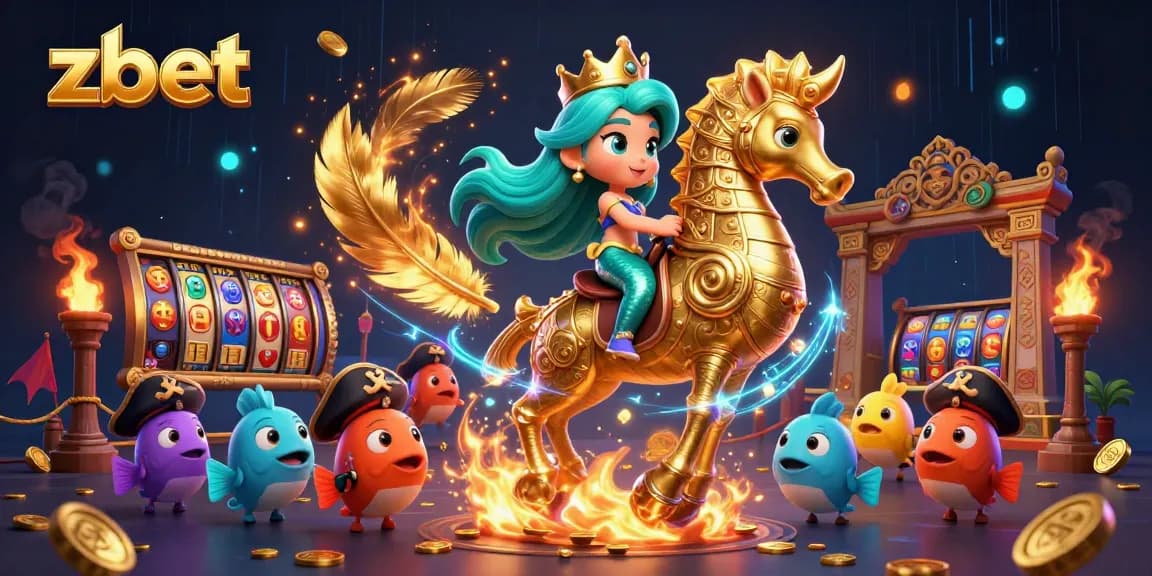 Experience zbet's vibrant casino adventure with mermaid princess, giant seahorse, and lucky tokens!