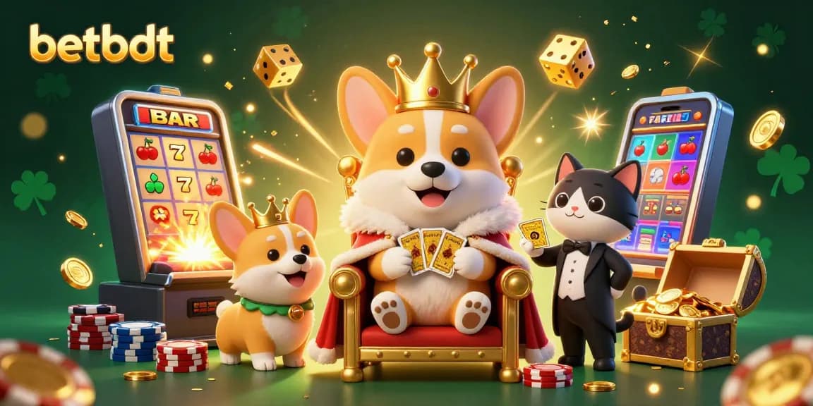 Experience excitement with betbdt as royal corgi rules the jackpot scene full of casino action!