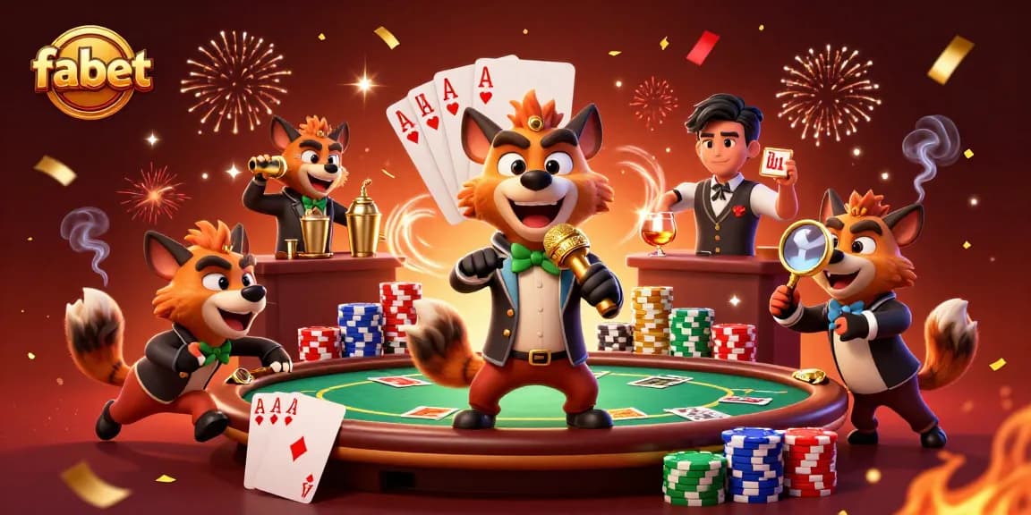 Engage in fabet as hyenas entertain in a lively casino club scene with poker elements.