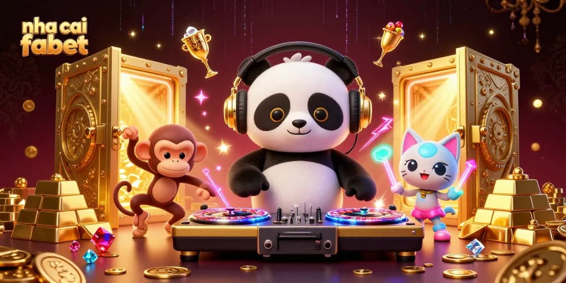 Experience the vibrant energy of nha cai fabet with a DJ panda and lively casino elements.