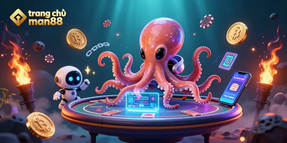 Engage with the thrilling world of trang chủ man88 in this dynamic 3D casino illustration featuring an alien octopus.