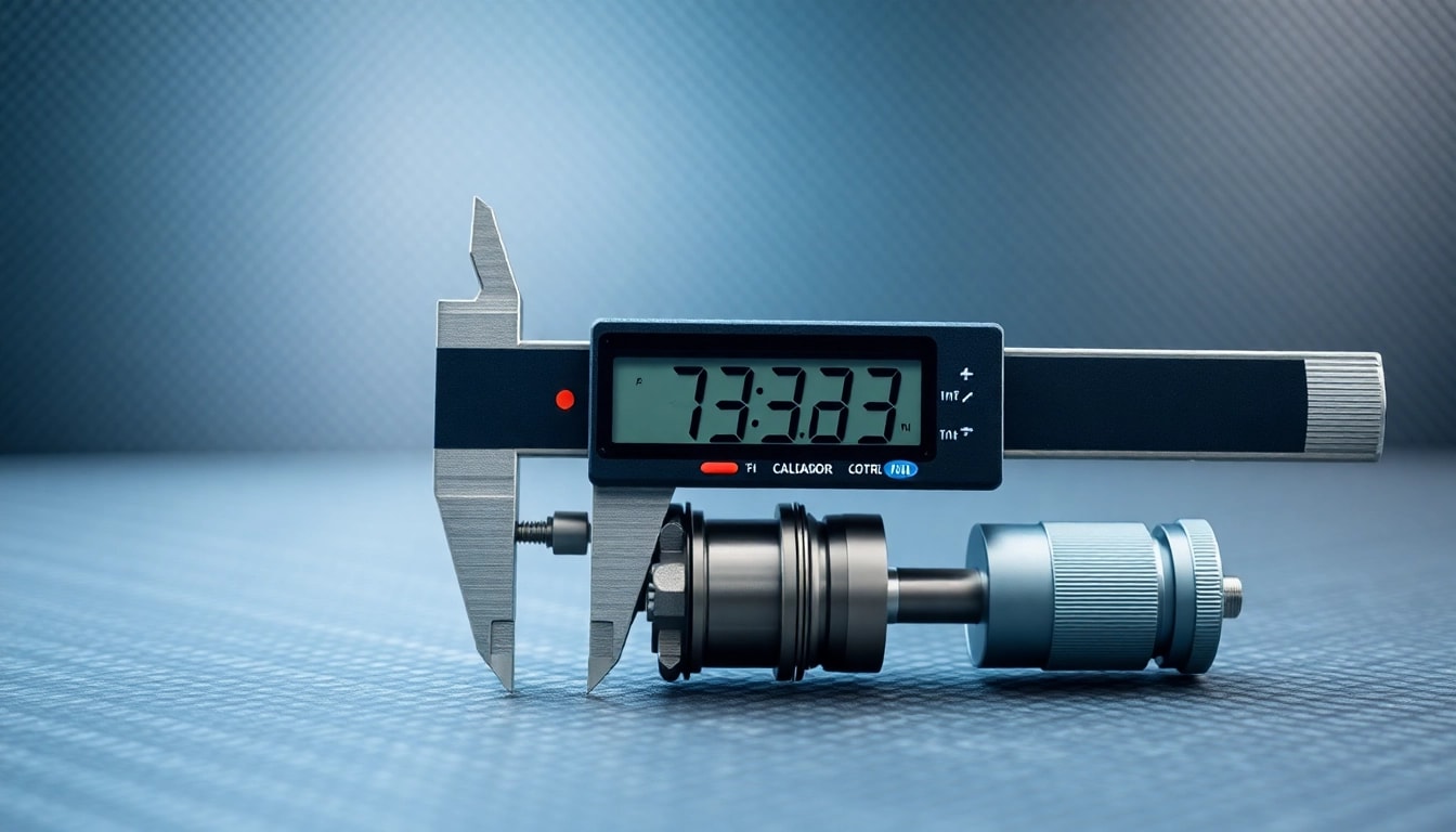 Calibrador digital mid-measurement showcasing precision and functionality.
