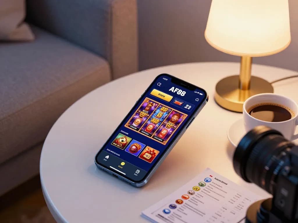 Engage with AF88 online slots using your smartphone in a cozy gaming setup, showcasing thrilling betting options.