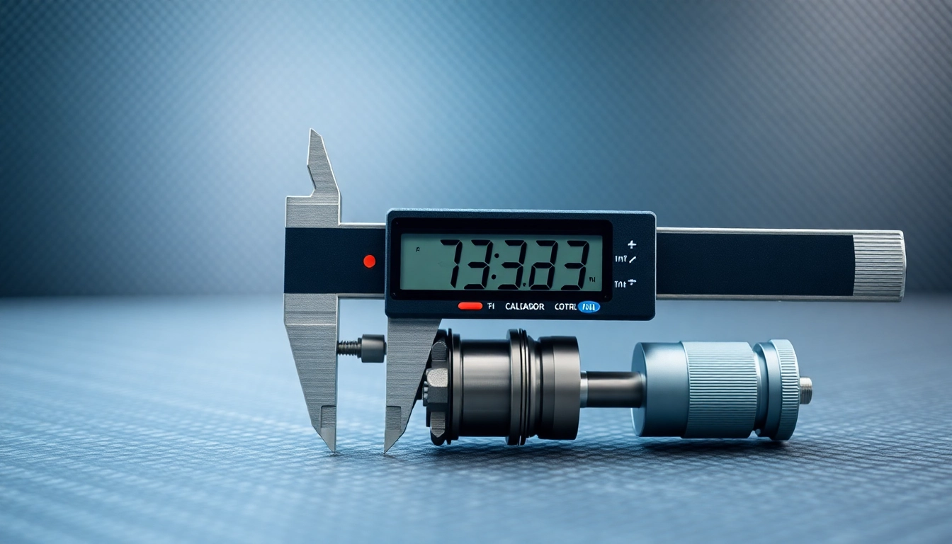 Calibrador digital mid-measurement showcasing precision and functionality.
