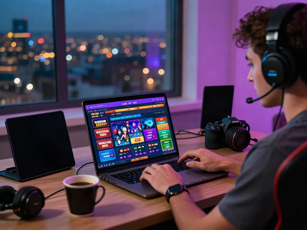 Engaging user interface on https://ta88.network/ showcasing vibrant betting options and games in a modern home office.