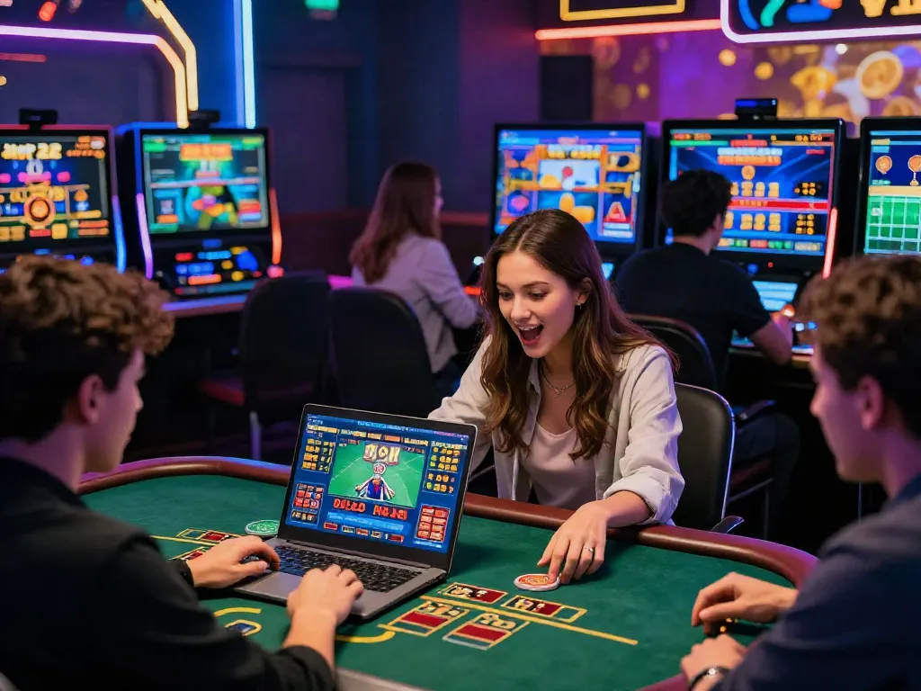 Exciting online gaming experience at UK88 with players engaging in live betting and slot games.