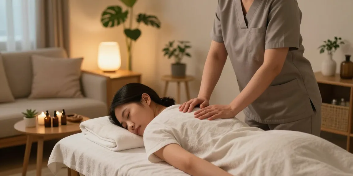 Experience relaxation with 일산출장마사지 in a calming home setting.