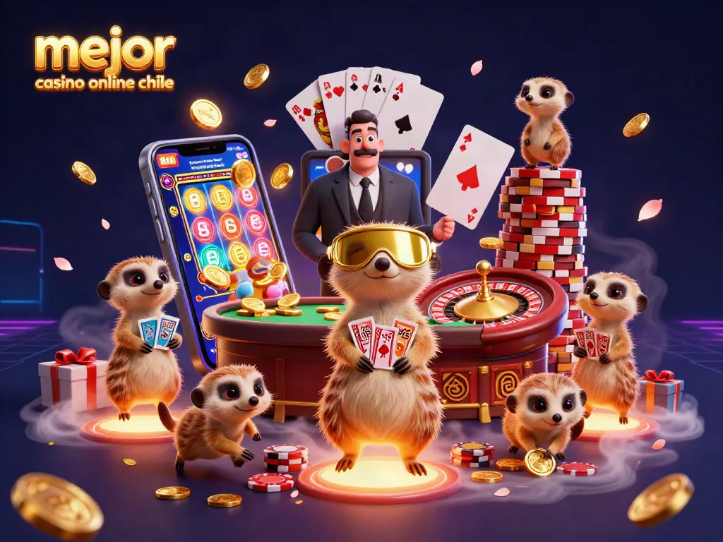 Mejor casino online en Chile con una colonia de suricatas en operación de juego animada.