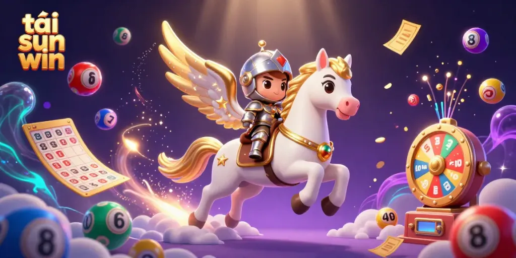 Experience the excitement of tải sun win with vibrant games and magical characters in this immersive illustration.