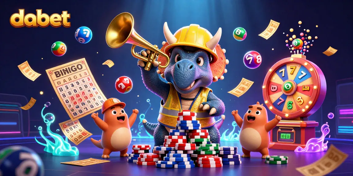 dabet showcases a lively casino scene with a triumphant triceratops and vibrant gaming elements.