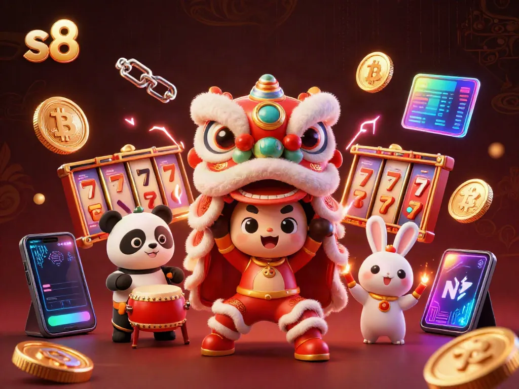Engage with the lively s8 gaming experience featuring joyful characters and vibrant slot symbols.