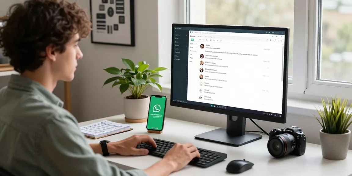 WhatsApp電腦版 interface displayed on a modern workspace setup.