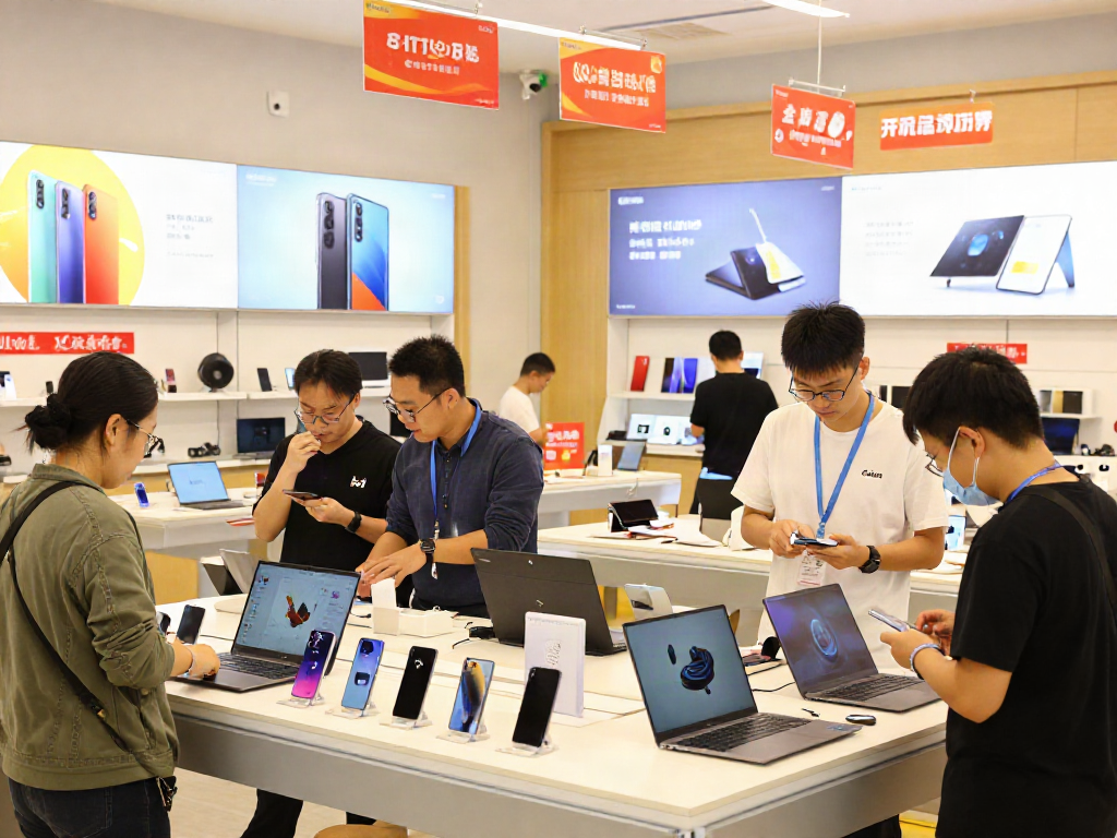 Discover rokok88's electronic gadgets in a vibrant shopping scene.