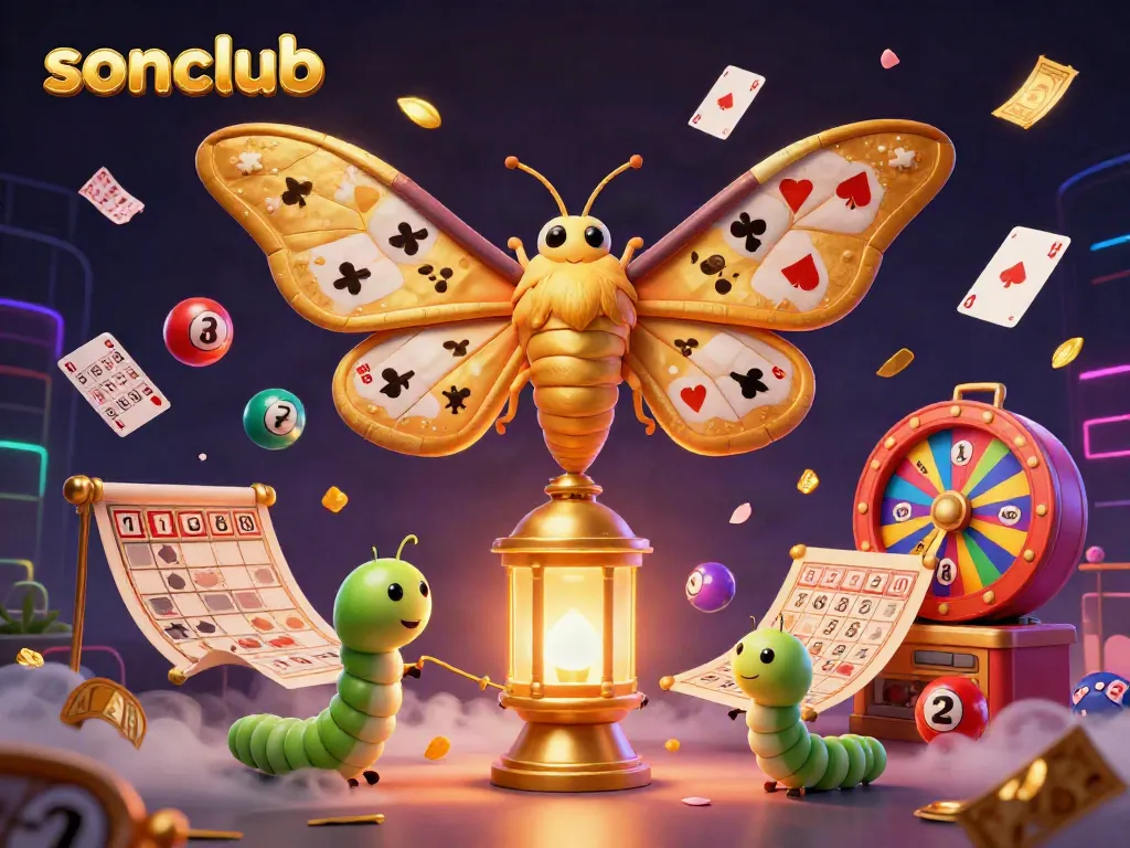 Experience exciting gameplay at sonclub with a vibrant casino scene featuring playful elements and golden motifs.