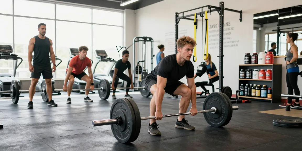La vibrante escena del gimnasio muestra a atletas entrenando intensamente, destacando el enfoque de Esteroidesshop en esteroides anabólicos para el crecimiento muscular y la mejora del rendimiento fís