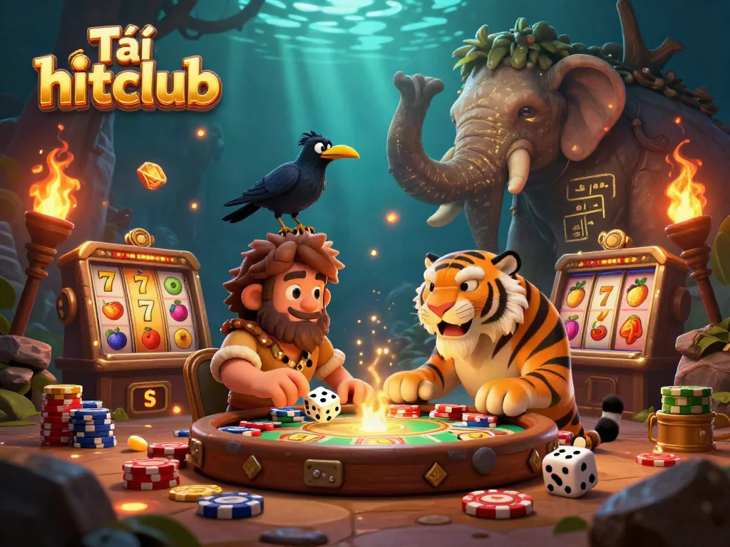 Experience the excitement of Tải hitclub with our thrilling prehistoric casino scene featuring unique game elements.