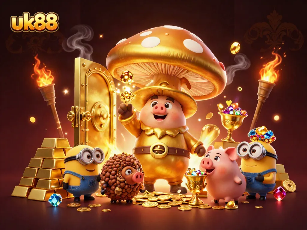 Experience the enchanting world of uk88 with golden treasures, magical creatures, and vibrant colors!