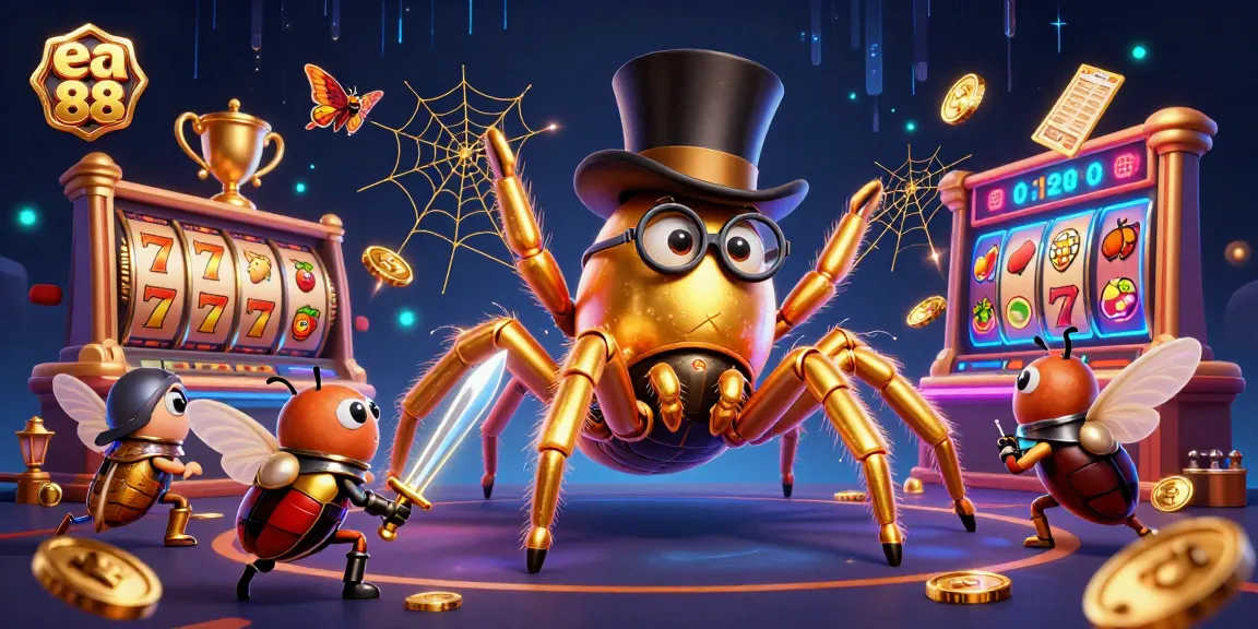 Spin to win at ea 88's dynamic casino scene featuring a golden tarantula and beetle knight.