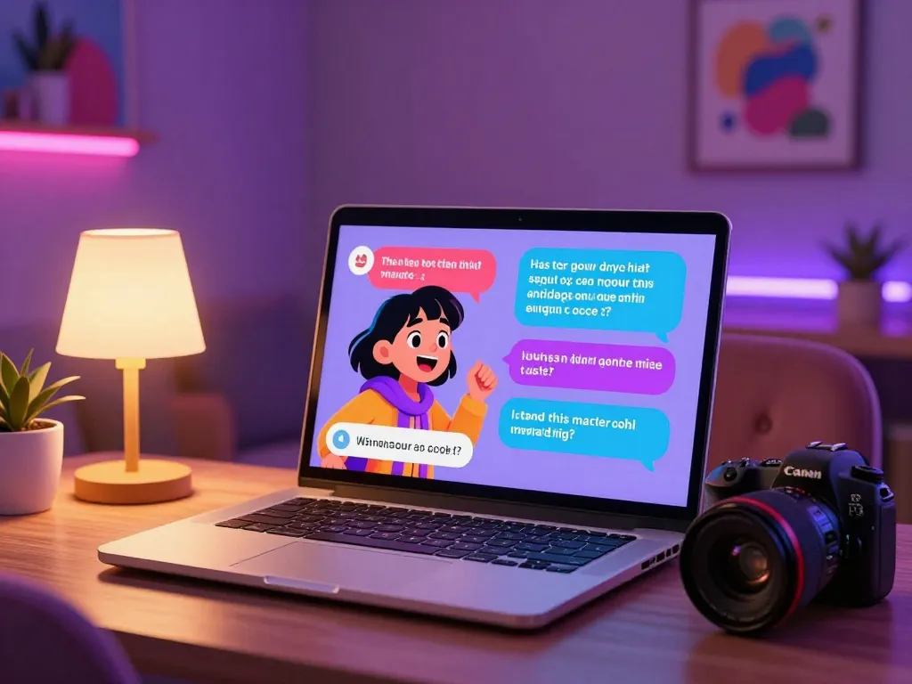 Engaging NSFW chat session on a laptop with colorful interactions