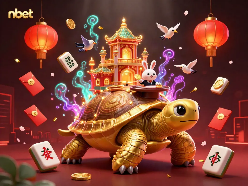 Engage with the vibrant nbet casino world featuring a golden tortoise and festive decorations.