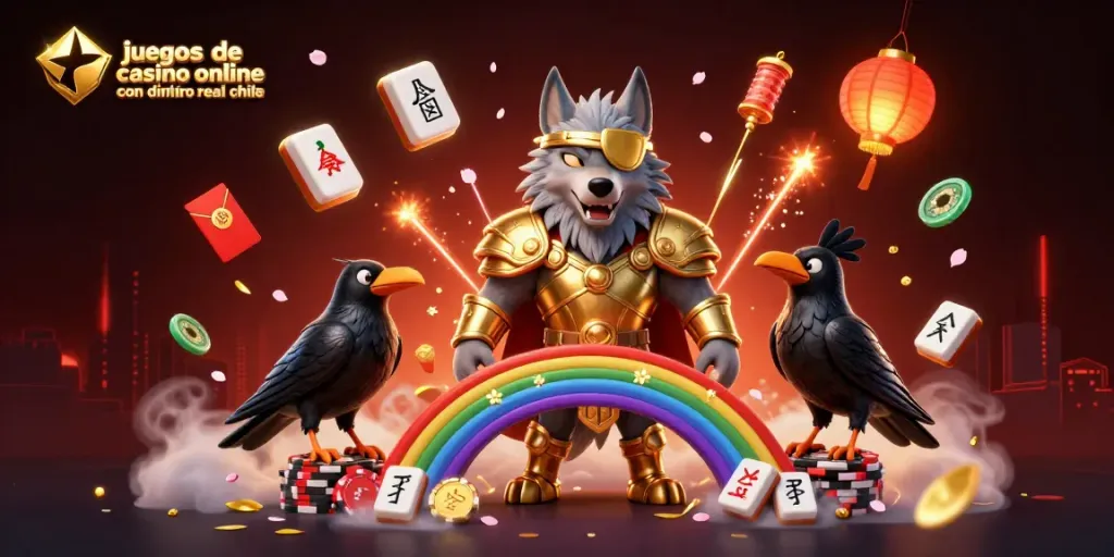 juegos de casino online con dinero real en chile, resaltando una escena dinámica de un lobo nórdico y elementos de casino