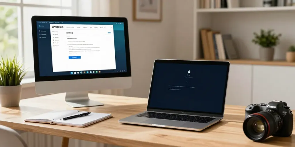 Efficient workspace with rokok88 login on a laptop and Wisecare software displayed.